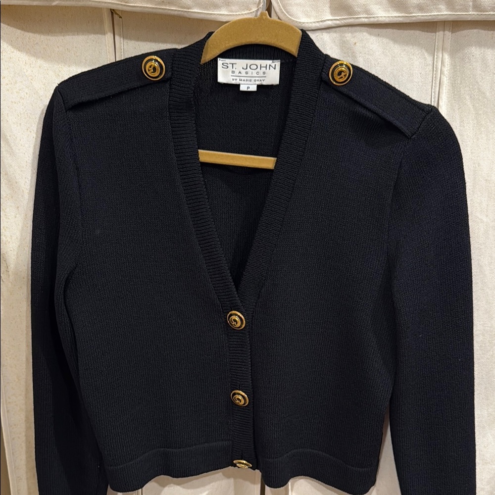St. John Black Button-Up Women's Sweater